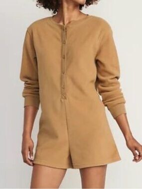 Old Navy Camel/Tan Henley Romper Pajama